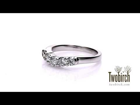 0.75 ct. Five Stone Graduated Shared Prong Contoured Wedding Ring - TwoBirch  TB-CR-0038-WG-J