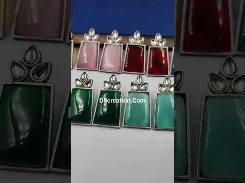 D9 creation white meena earrings with drop shape