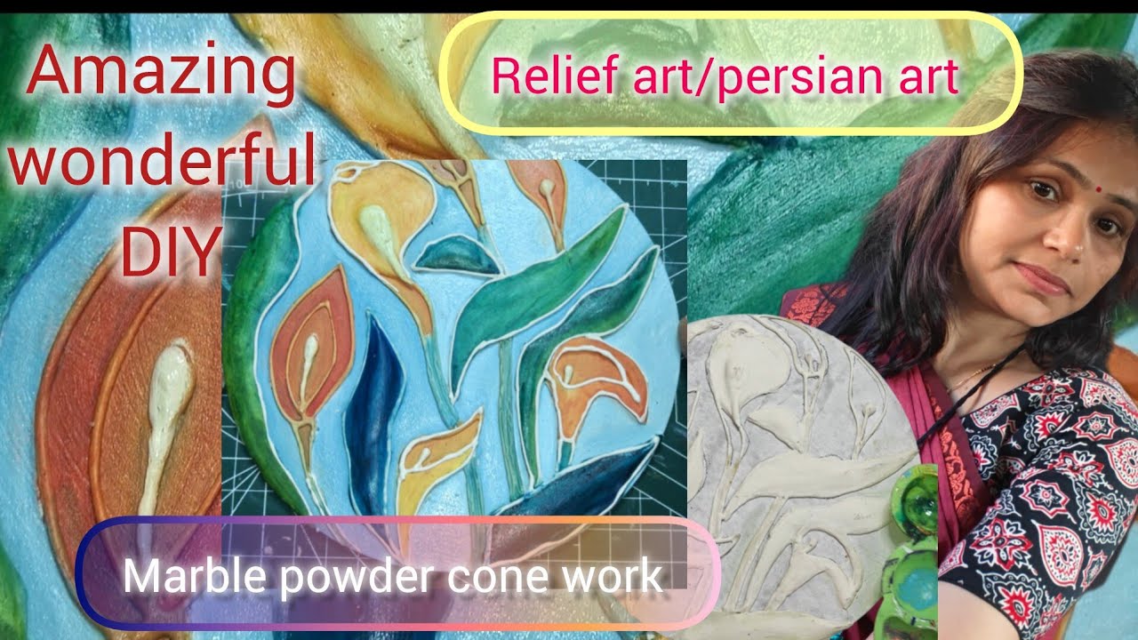 Relief art/persian art painting/3D art with marble conework #cone #marble #persian #viral #relief 