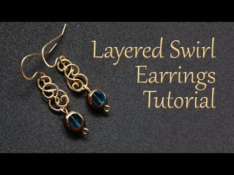 Layered Double Swirl with Dangle Bead Wire Wrapped Earrings Tutorial