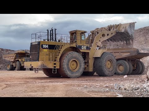 Huge Caterpillar 994 Wheel Loader Loading Caterpillar 777F Dumpers - Samaras Mining Group