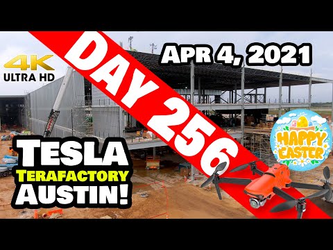 Tesla Gigafactory Austin 4K  Day 256 - 4/4/21 -Terafactory- SEARCHING FOR EASTER EGGS AT GIGA TEXAS!