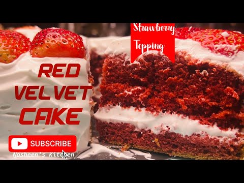 Red Velvet Cake With Strawberry Topping Recipe By Nosheen’s Kitchen | Anniversary Special Cake