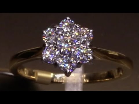 #74038 | T0.65ct | Seven Stone Diamond Cluster Engagement Ring | Set in 18ct Yellow Gold