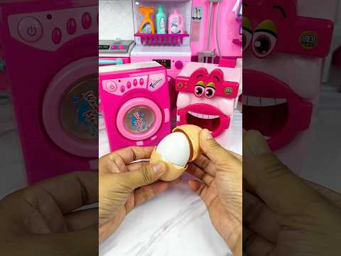 Satisfying With Unboxing Miniature Washing Machine Eating Egg Set Toys, ASMR Videos
