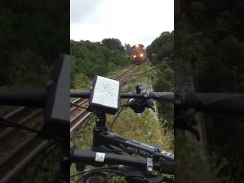 Cyclists lose control and bikes are hit by a train.