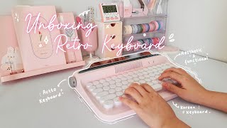 Unboxing Aesthetic Pink Actto Retro keyboard - Indonesia (ASMR)