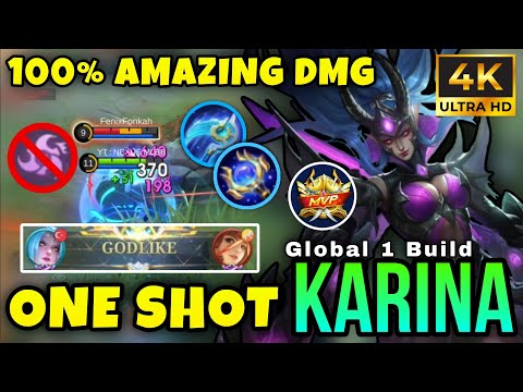 100% INCREDIBLE DAMAGE !! Karina Best Op Build and Emblem - Karina Global 1 Build Gameplay ~ MLBB