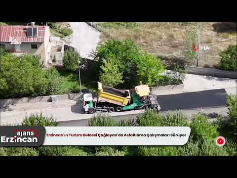 Erzincan'ın Turizm Beldesi Çağlayan'da Asfaltlama Çalışmaları Sürüyor