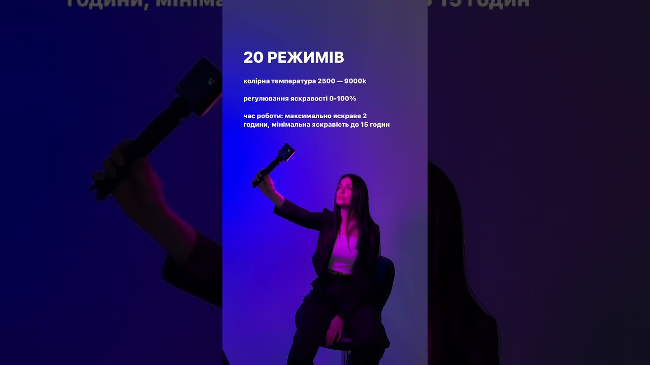 Компактный портативный видеосвет RGB с 20 режимами для фото и видеосъемки с треногой