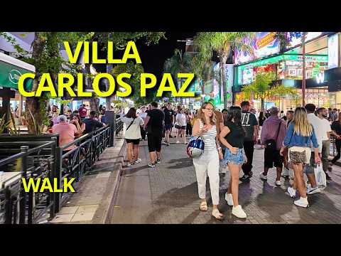 Carlos Paz de noche | Del centro nuevo al centro histórico | Walking Tour 4K