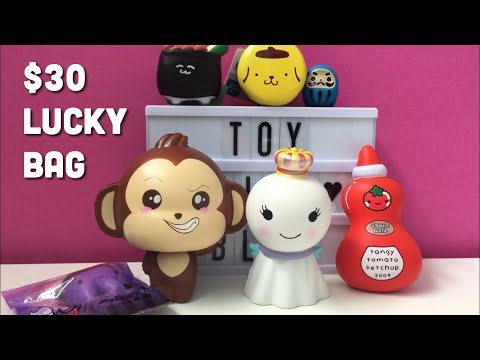 $30 Lucky Bag Grab Bag from Squishy Shop May 2018 | Toy Tiny Video