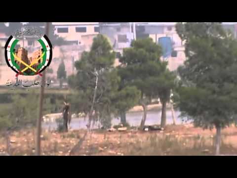 رصد لعربة بي ام بي مدمرة على دوار البلليرمون بعد استهدافها من قبل لواء حلب المدينة