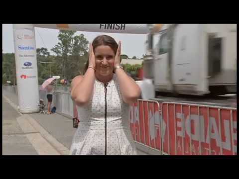 Truck Knocks Down Cycling Race Finish Line