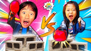 Boys VS Girls Breaking Bricks Challenge!