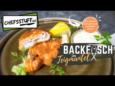 Leckerer Backfisch im Teigmantel mit lecker Gurkensalat Deutsche Fish and Chips ohne Chips 😆