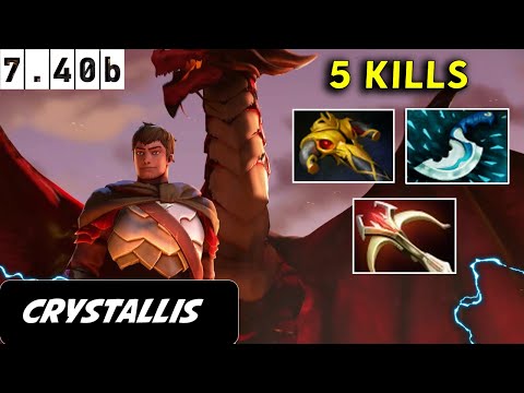 Crystallis Dragon Knight Safelane 5 Kills - Dota 2 Patch 7.40b Pro player Full Gameplay
