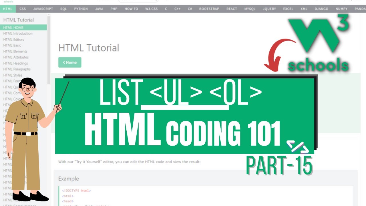 HTML Coding 101: 15  HTML Lists | HTML Order and UnOrder List