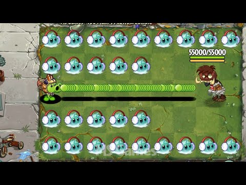 PvZ 2 Hard Challenge - 200 Plant level 1 Vs Custom Tuskhead Zombie 55000 HP