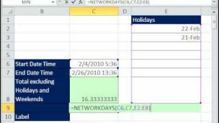 Excel Magic Trick 533: Date/Time Calculation excluding Holidays & Weekends