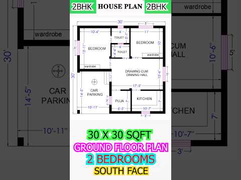 100 gaj house design Village. 30x30 house design 2 bedroom. 30x30 house plan. #shorts #home
