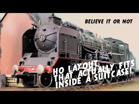 HO scale layout that actually fits inside a suitcase!