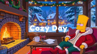 Cozy December Day 🌨️🔥 CaFé LoFi Hip Hop | Relaxing Christmas Night & Fireplace Side to Relax, Sleep