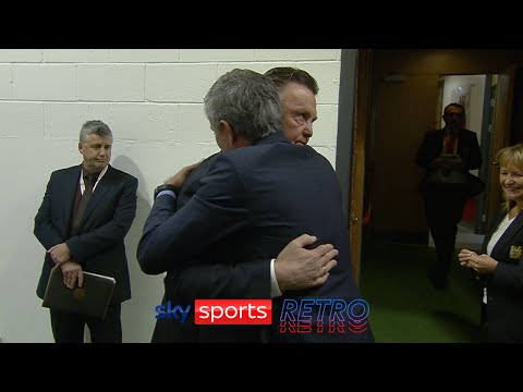 Jose Mourinho hugs Louis van Gaal at Old Trafford