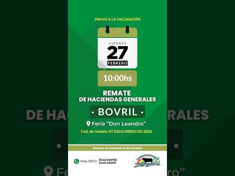 Remate de hacienda Bovril 27-02-2026 | Coop. Ganadera El Pronunciamiento