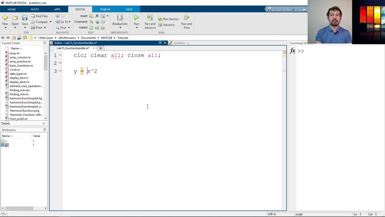 How to Define Anonymous Function in MATLAB