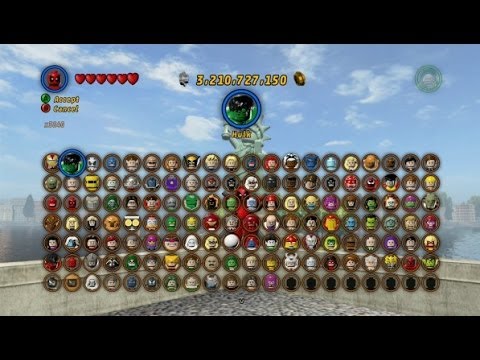 LEGO Marvel Super Heroes - All Playable Characters Unlocked (Complete Character Grid)