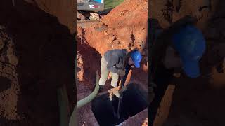 Removing Old Concrete Baffle Tee Inside Septic Tank - One Way Septic