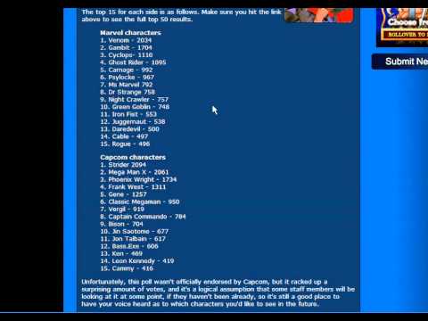 MasterBoris86X Ramblings MVC 3 DLC Votes (Not Endorsed by Capcom)