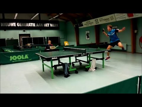 Tafeltennis Pecos 2 - JCV1 Thomas Jansen vs Johan van de Nieuwenhuizen Jr, 2e div C, 19-10-2019
