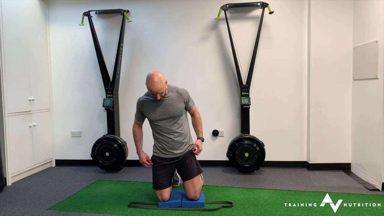 Tall kneeling band shoulder press - YouTube