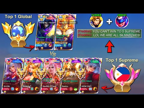 Global 1 Alucard + Global 1 Johnson Vs 5 Top Philippines (Yuzuke x Cedxvi Vs 5 Supreme) - Who Win?!😱