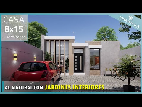 Plano de Casa Moderna de 1 Piso (Casa 8x15 metros)