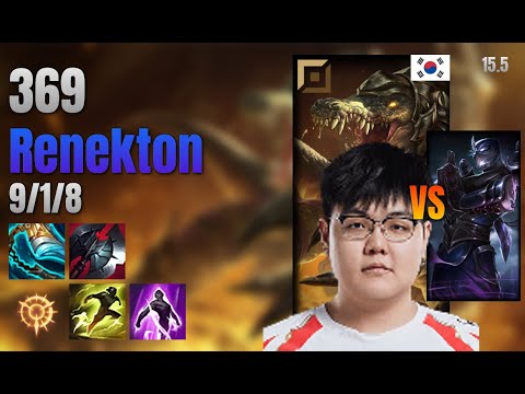 369 Top Renekton vs Shen lol KR solo rank Full Game 15.5 | 369 레넥톤 vs 쉔