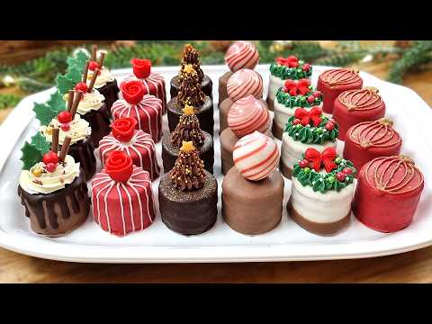 Christmas Mini Cakes Gift Box Tutorial🎄SIMPLE Cake Decorations recipe