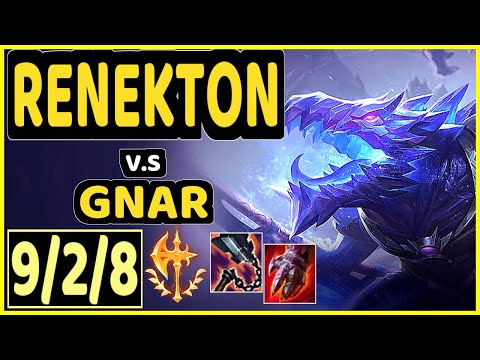 RENEKTON vs GNAR - 9/2/8 KDA TOP GAMEPLAY - KR Ranked GRANDMASTER