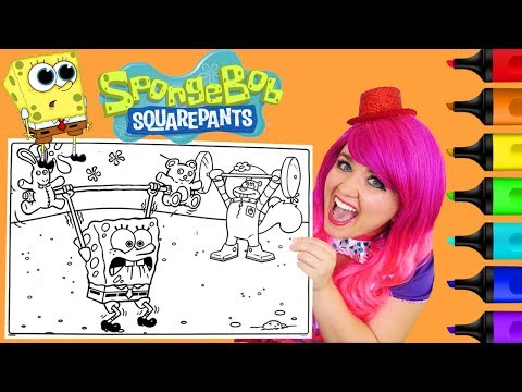 Coloring SpongeBob & Sandy GIANT Coloring Book Page Colored Markers Prismacolor | KiMMi THE CLOWN Video