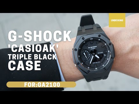 CasiOak GA2100 Black Metal Bezel Fluorine Black Rubber Watch Strap Length for Casio G-Shock GA-2100/2110