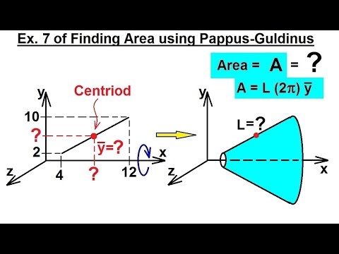 Mechanical Engineering: Centroids & Center of Gravity (32 of 35) Area=? using Pappus-Guldinus