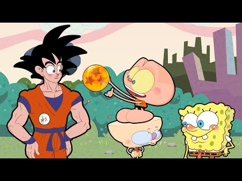 Capa de Mongo e Drongo reencontram Dragonball com Goku e Bob Esponja - Dragon ball em Desenho animado