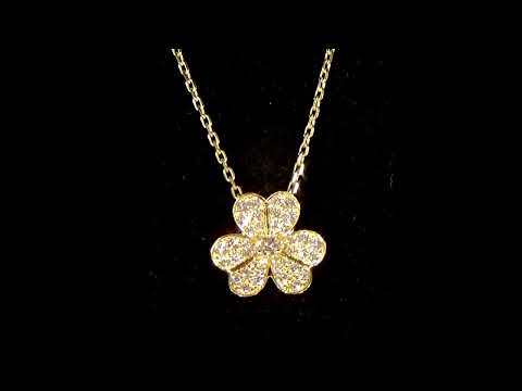 18k Yellow Gold 1.88ct (TDW) Cluster Diamond Flower Design Pendant Necklace