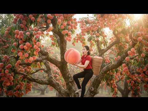 Harvesting 1000+kg of peaches from the orchard and transport them to the market | Hana Market