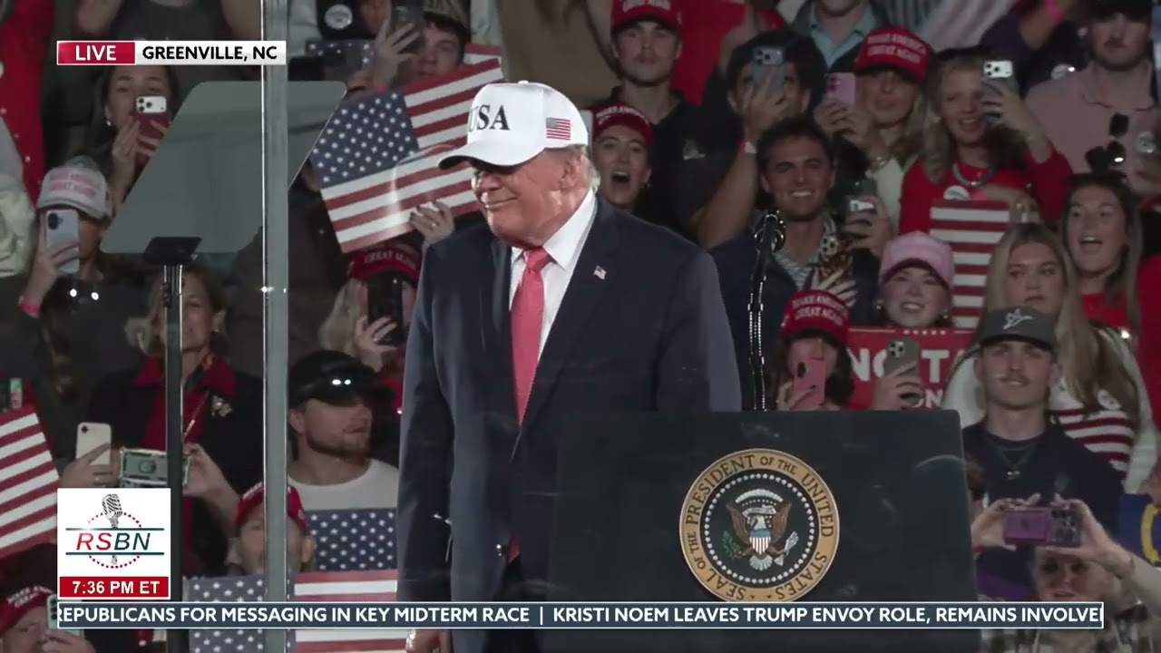 President Trump just walked out in Greenville, NC to a massive, roaring crowd - 10/20/2026