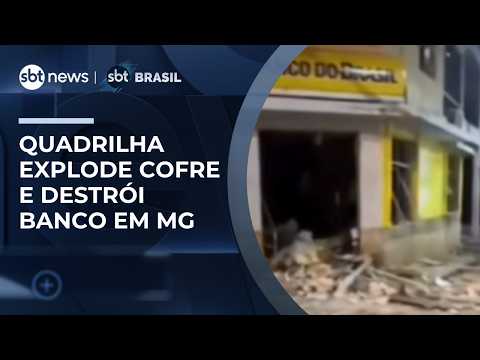 Quadrilha explode confre e destrói banco em Guidoval (MG); fuga termina em tiroteio | #SBTBrasil