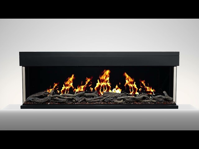 Black 60inch Inset Electric LCD Display Media Wall Fireplace - AmberGlo