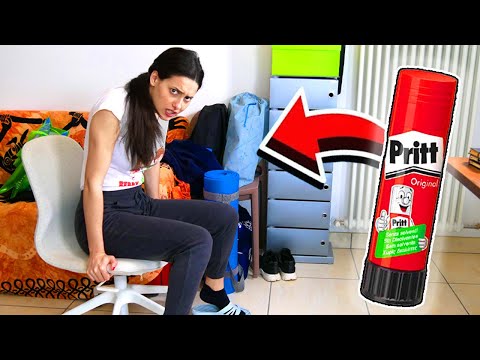 PRANK ON REBBY - I PUT GLUE IN HIS CHAIR!!